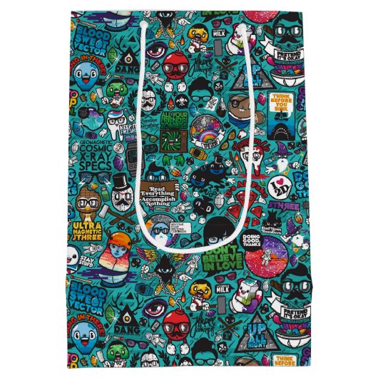 Farbenfrohe Graffiti Art Mittlere Geschenktüte (Rückseite)