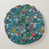 Farbenfrohe Graffiti Art Rundes Kissen (Rückseite)