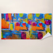 Farbenfrohe Graffiti Art Strandtuch (Vorderseite)