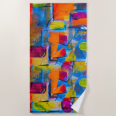 Farbenfrohe Graffiti Art Strandtuch (Vorderseite)