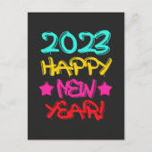Farbenfrohe Graffiti Frohes Neues Jahr 2023 in Ret Postkarte (Vorderseite)
