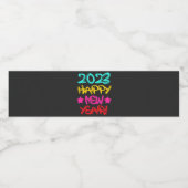 Farbenfrohe Graffiti Frohes Neues Jahr 2023 in Ret Wasserflaschenetikett (Einzelnes Label)