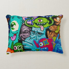 Farbenfrohe Graffiti Monster Art Kissen