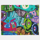 Farbenfrohe Graffiti Monster Kunst, Dichtung und M Fleecedecke (Vorderseite (Horizontal))