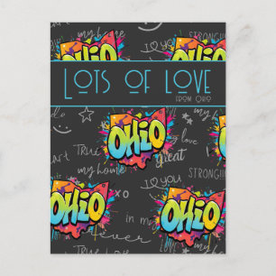 Farbenfrohe Graffiti Staat Ohio Lounge Liebe Gruß Postkarte