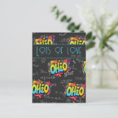 Farbenfrohe Graffiti Staat Ohio Lounge Liebe Gruß Postkarte (Stehend Vorderseite)