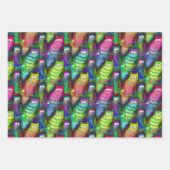 Farbenfrohe Grafikkatzen mit Grins 3 Geschenk Geschenkpapier Set (Vorderseite 3)