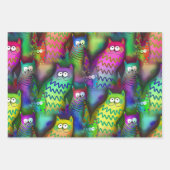 Farbenfrohe Grafikkatzen mit Grins 3 Geschenk Geschenkpapier Set (Vorderseite)