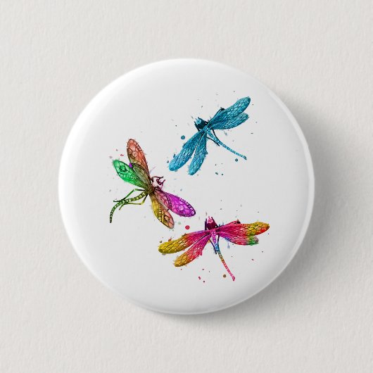 Farbenfrohe grafische Muster Dragonfly Funny Flyin Button (Vorderseite)