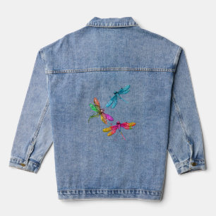 Farbenfrohe grafische Muster Dragonfly Funny Flyin Jeansjacke