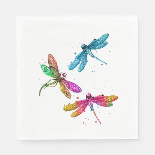 Farbenfrohe grafische Muster Dragonfly Funny Flyin Serviette (Vorderseite)