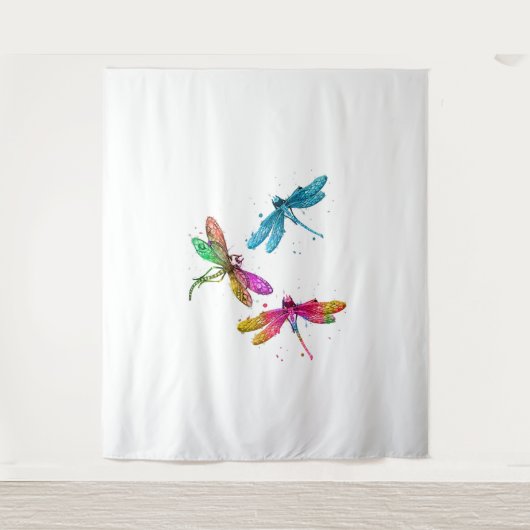 Farbenfrohe grafische Muster Dragonfly Funny Flyin Wandteppich (Vorderseite)