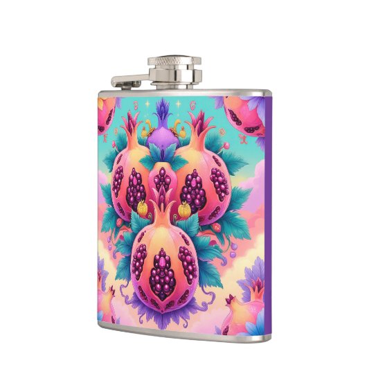 Farbenfrohe Granatapfel Flachmann (Links)