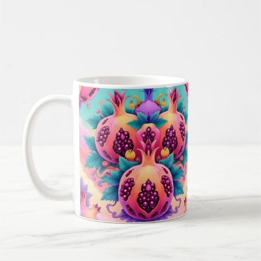 Farbenfrohe Granatapfel Kaffeetasse (Links)