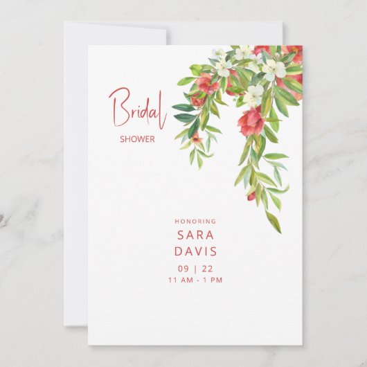 Farbenfrohe Granatapfel Rote Bridal Einladung (Vorderseite)