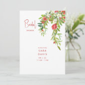 Farbenfrohe Granatapfel Rote Bridal Einladung (Stehend Vorderseite)