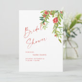 Farbenfrohe Granatapfel Rotes Brautparty Einladung (Stehend Vorderseite)