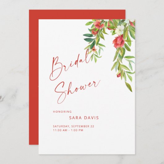 Farbenfrohe Granatapfel Rotes Brautparty Einladung (Vorne/Hinten)