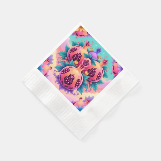 Farbenfrohe Granatapfel Serviette (Ecke)