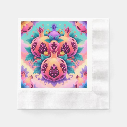 Farbenfrohe Granatapfel Serviette (Vorderseite)