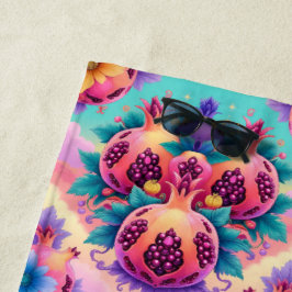 Farbenfrohe Granatapfel Strandtuch