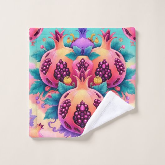 Farbenfrohe Granatapfel Waschlappen (Waschlappen)