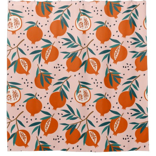 Farbenfrohe Granatapfelmuster Duschvorhang (Vorderseite)