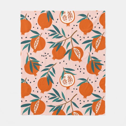 Farbenfrohe Granatapfelmuster Fleecedecke (Vorderseite)