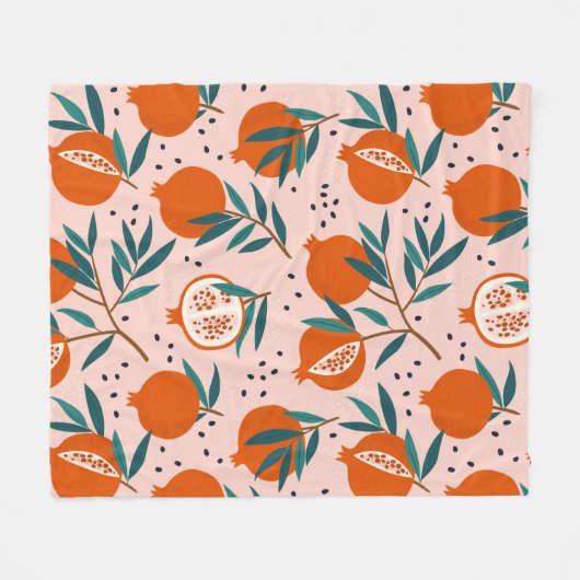 Farbenfrohe Granatapfelmuster Fleecedecke (Vorderseite (Horizontal))