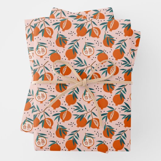 Farbenfrohe Granatapfelmuster Geschenkpapier Set (Beispiel)