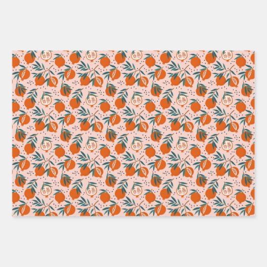 Farbenfrohe Granatapfelmuster Geschenkpapier Set (Vorderseite)