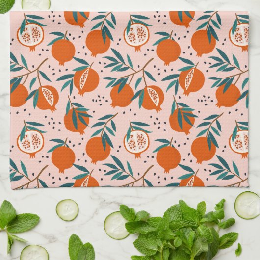 Farbenfrohe Granatapfelmuster Geschirrtuch (Gefaltet)