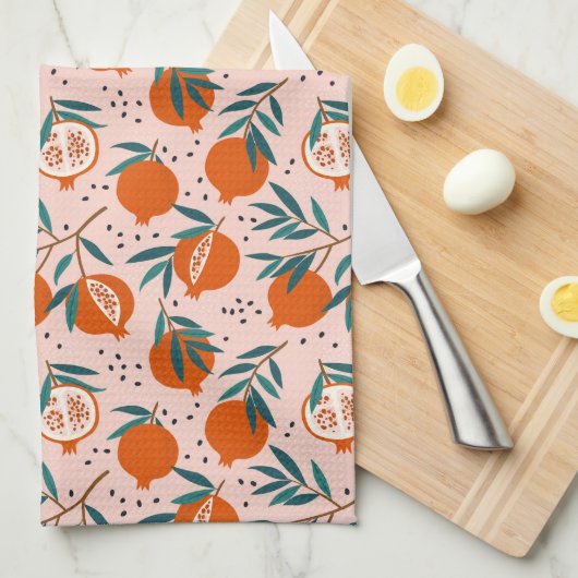 Farbenfrohe Granatapfelmuster Geschirrtuch (Viertel Falte)