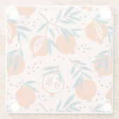 Farbenfrohe Granatapfelmuster Glasuntersetzer (Rückseite)