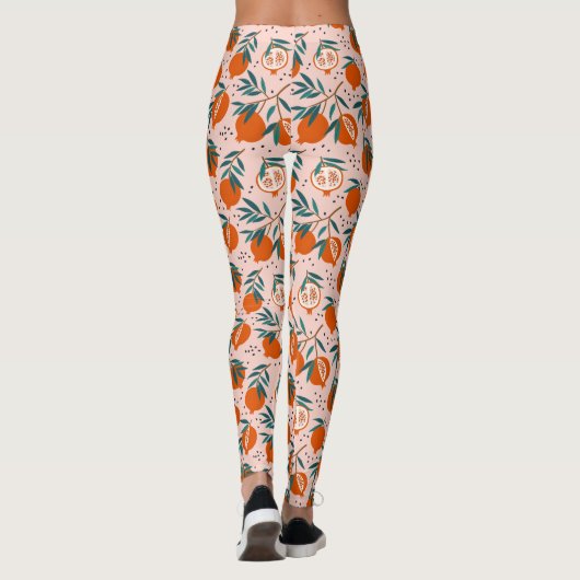 Farbenfrohe Granatapfelmuster Leggings (Rückseite)