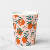 Farbenfrohe Granatapfelmuster Pappbecher (Rückseite)