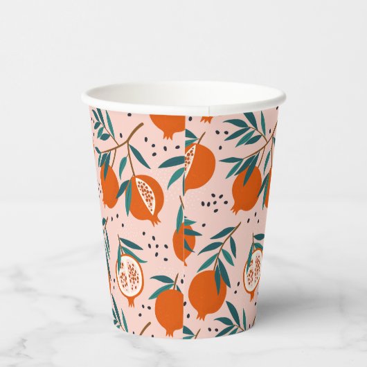 Farbenfrohe Granatapfelmuster Pappbecher (Rechts)