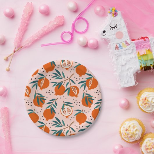 Farbenfrohe Granatapfelmuster Pappteller (Party)