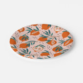 Farbenfrohe Granatapfelmuster Pappteller (Schrägansicht)