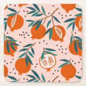 Farbenfrohe Granatapfelmuster Rechteckiger Pappuntersetzer (Vorderseite)