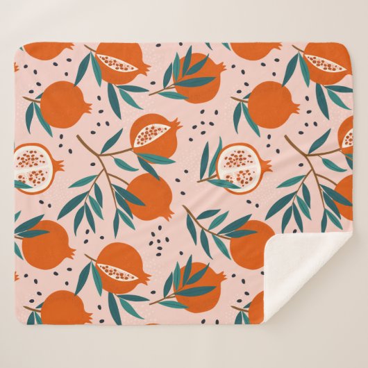 Farbenfrohe Granatapfelmuster Sherpadecke (Vorderseite (Horizontal))