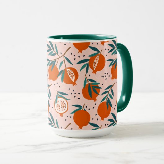 Farbenfrohe Granatapfelmuster Tasse (VorderseiteRechts)