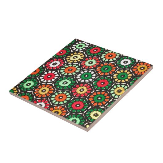 Farbenfrohe Granny Circles Crochet-Muster Fliese (Seite)