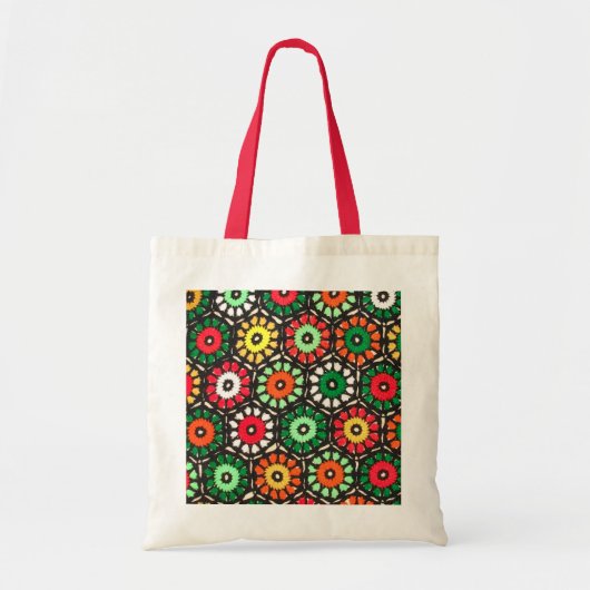 Farbenfrohe Granny Circles Crochet-Muster Tragetasche (Vorne)