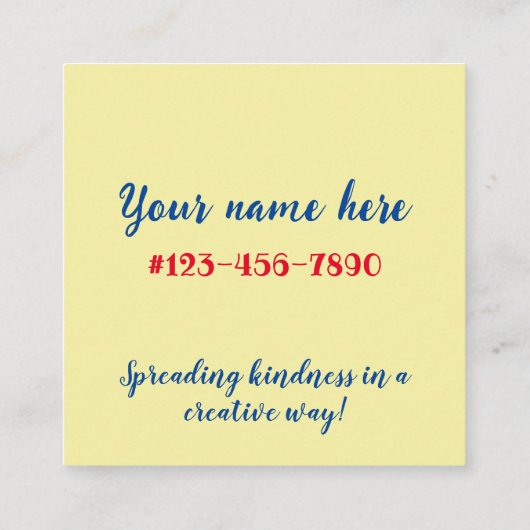 Farbenfrohe Grateful Inspirivity Contact Card Quadratische Visitenkarte (Rückseite)