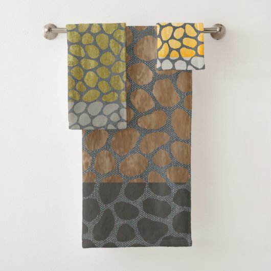 Farbenfrohe graue Fliesen Bath Handtuch Set (Insitu)