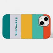 Farbenfrohe, graue, orange Abstrakte Streifen Name Case-Mate iPhone Hülle (Rückseite (Horizontal))