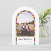 Farbenfrohe Grenz Foto Weihnachtsfeiertag Einladung (Stehend Vorderseite)