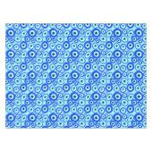 Farbenfrohe griechische Augapattern auf Aqua Blue Tischdecke (Vorderseite (Horizontal))