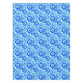 Farbenfrohe griechische Augapattern auf Aqua Blue Tischdecke (Vorderseite)
